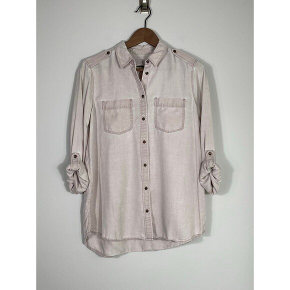 Express Boyfriend Button Down Shirt Blush Pink Long Sleeve Size Small - Picture 1 of 8